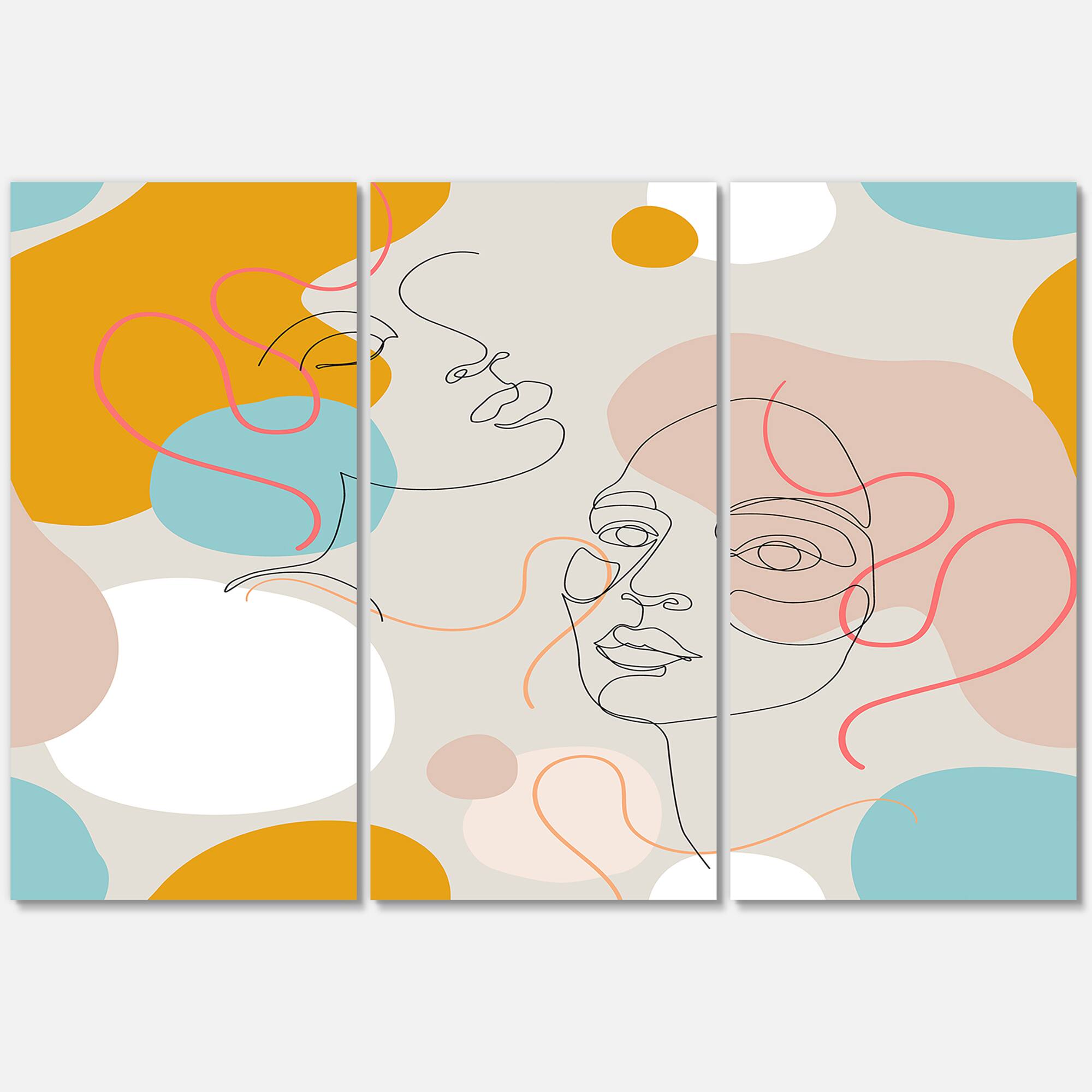 Designart - Minimal One Line Portrait of Female Face II